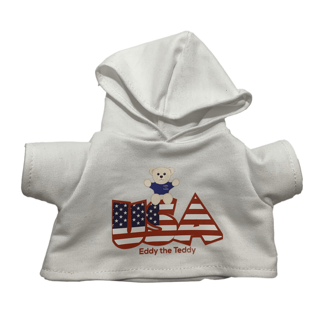 White USA Eddy The Teddy Hoodie